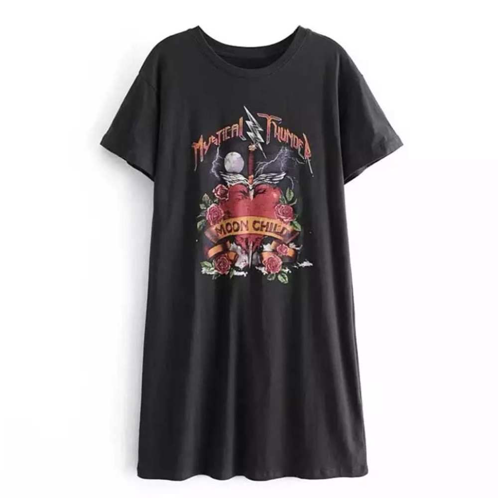 Mystical Thunder Moon Child Graphic Tee Dress - Picture 4 of 5
